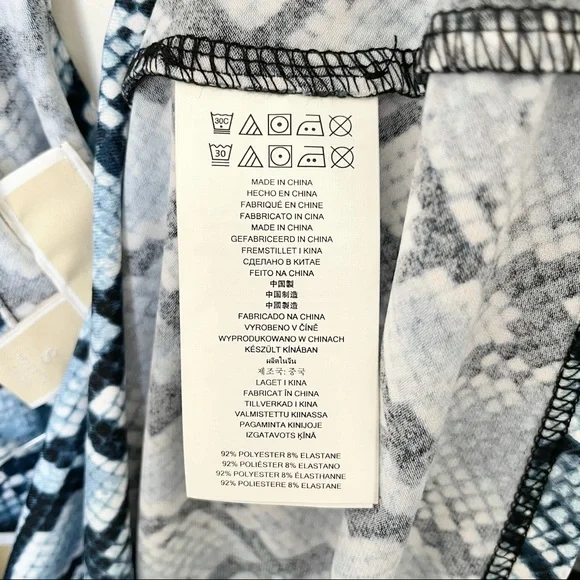 NWT Michael Kors Top Blue Snakeskin One Shoulder - Picture 6 of 7